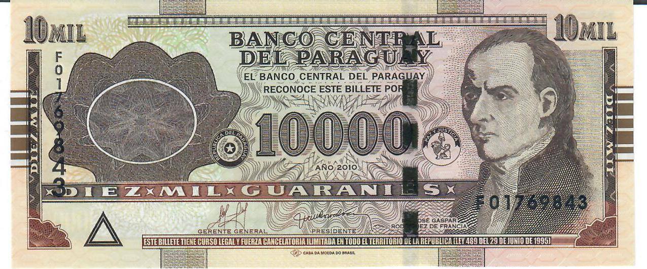 Paraguay 10000 Guaranies 2010 Banknote Geldscheine Unc 