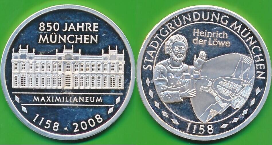 Deutschland Medaille Silbermedaille 999er Silber Stadtgrundung, Heinrich der Löwe, 850 Jahre