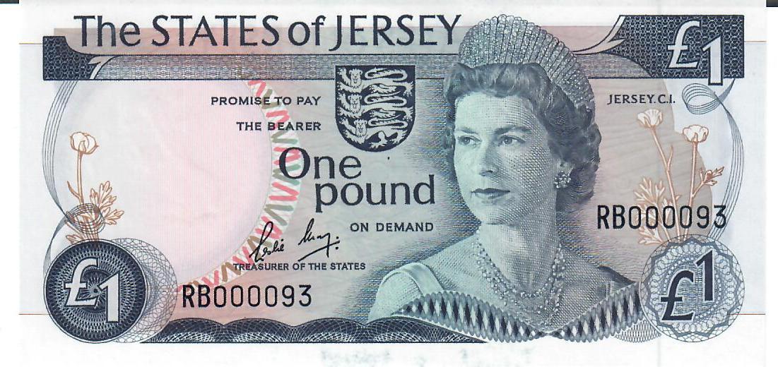 Most Treasured Banknotes Jersey 1 Pound 1976 P11a UNC Prefix HB 