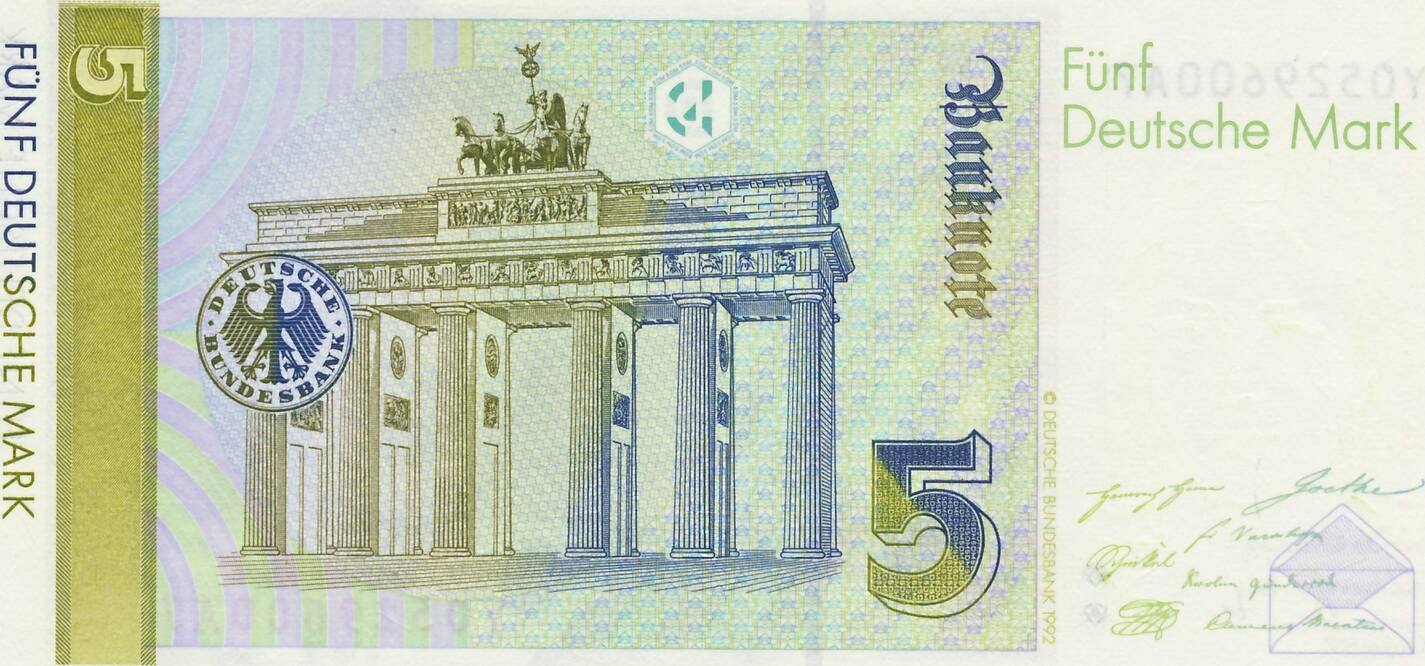 5 Deutsche Mark Schein 1991 Wert Deutschland BRD 5 Deutsche Mark DM 1991 Geldschein Deutsche Bundesbank