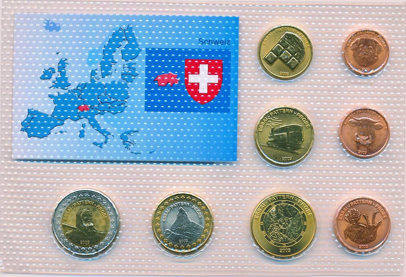 Schweiz 3 88 Euro Probe 2003 KMS Kursm nzensatz OVP 1 Cent 2 Euro 