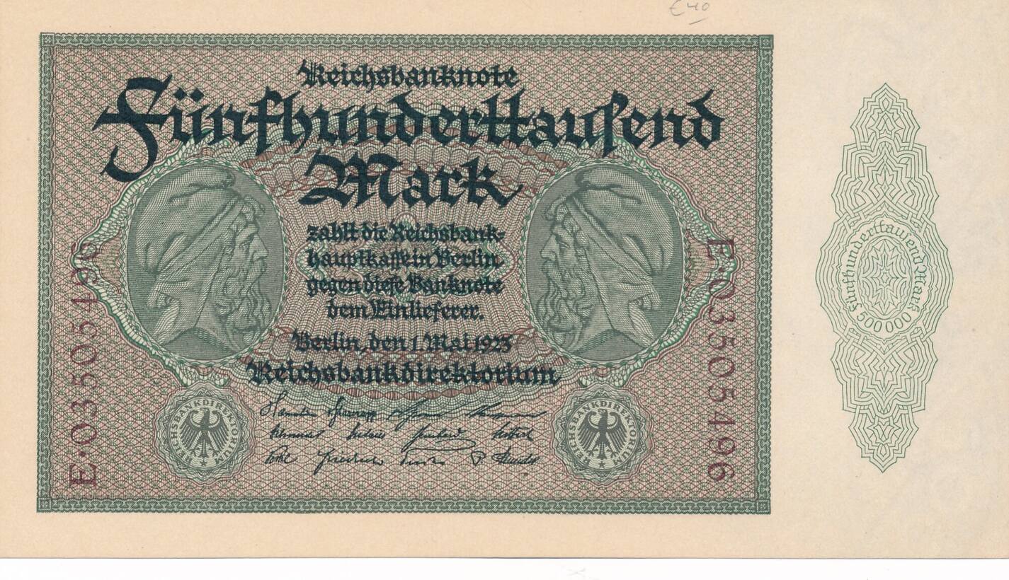 Deutsches Reich 500000 Mark Reichsbanknote 1923 Kn Braun 8stellig, Je 