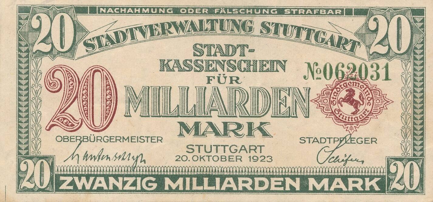 Deutsches Reich Deutschland 20 Milliarden Mark 1923 Notgeld deutsches-reich-deutschland-20-milliarden-mark-1923-notgeld