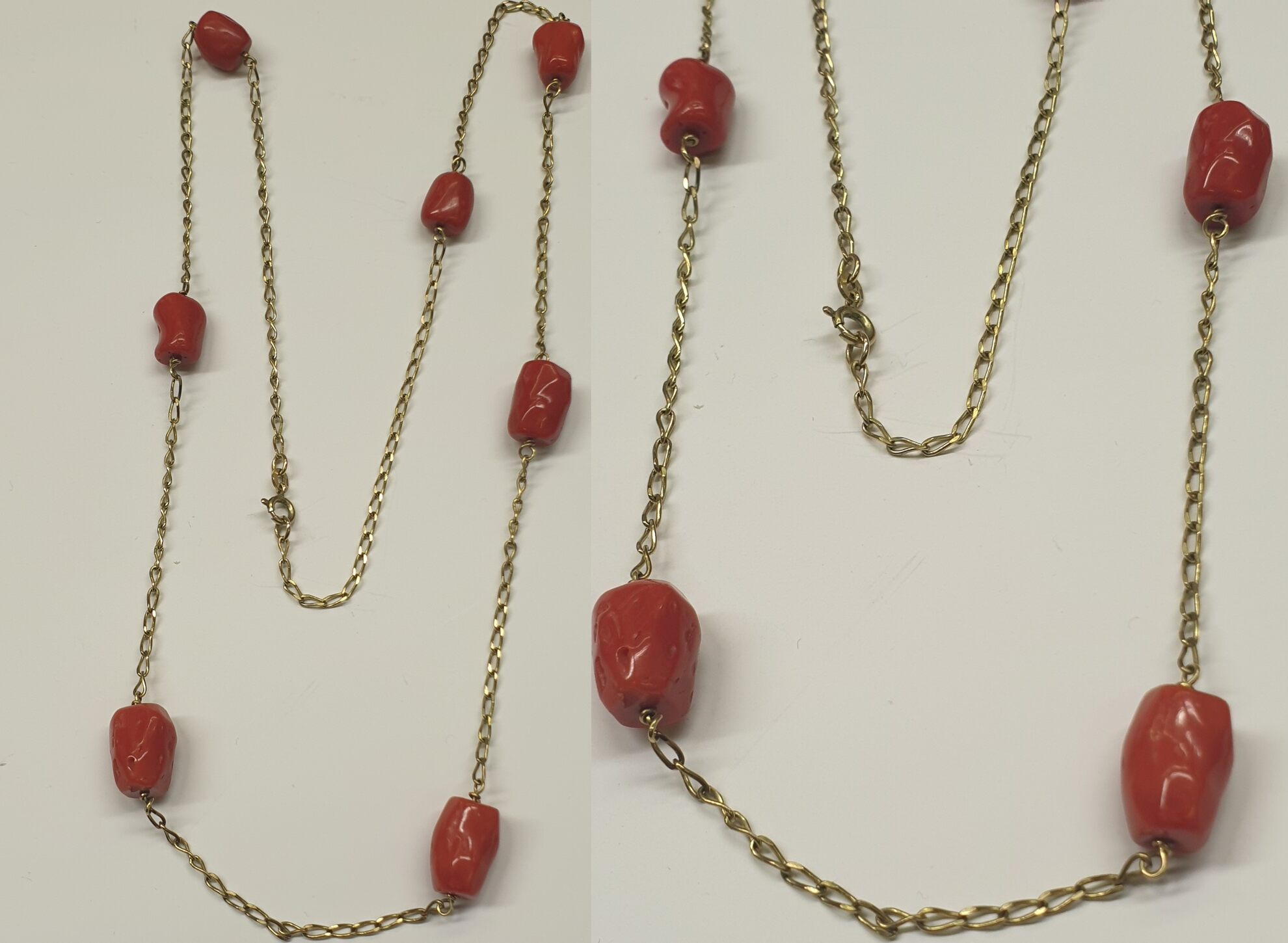 antik-goldschmuck-korallenkette-333er-8-kt-gold-kette-koralle
