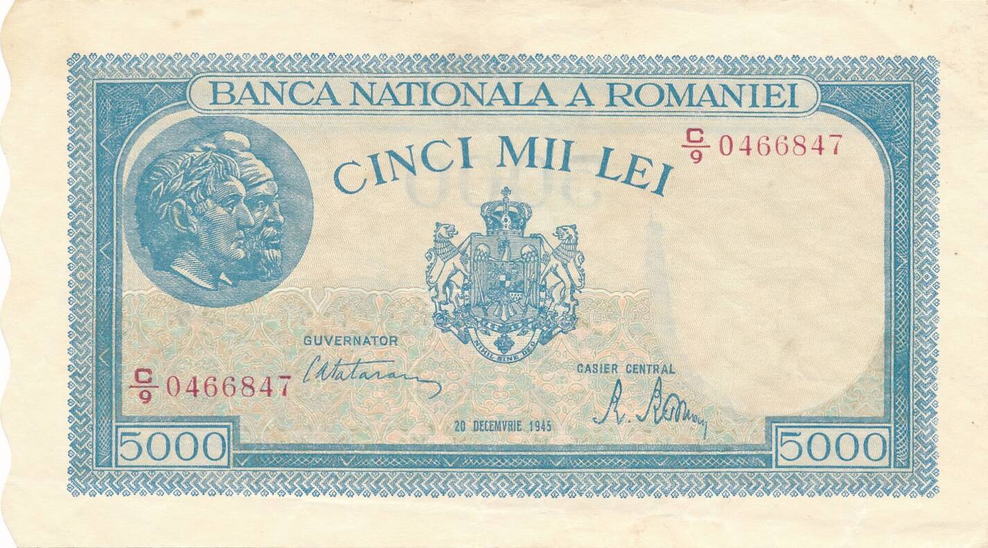 Rumänien 5000 Lei 1945 Romaniei - Cinci Mii Lei EF | MA-Shops