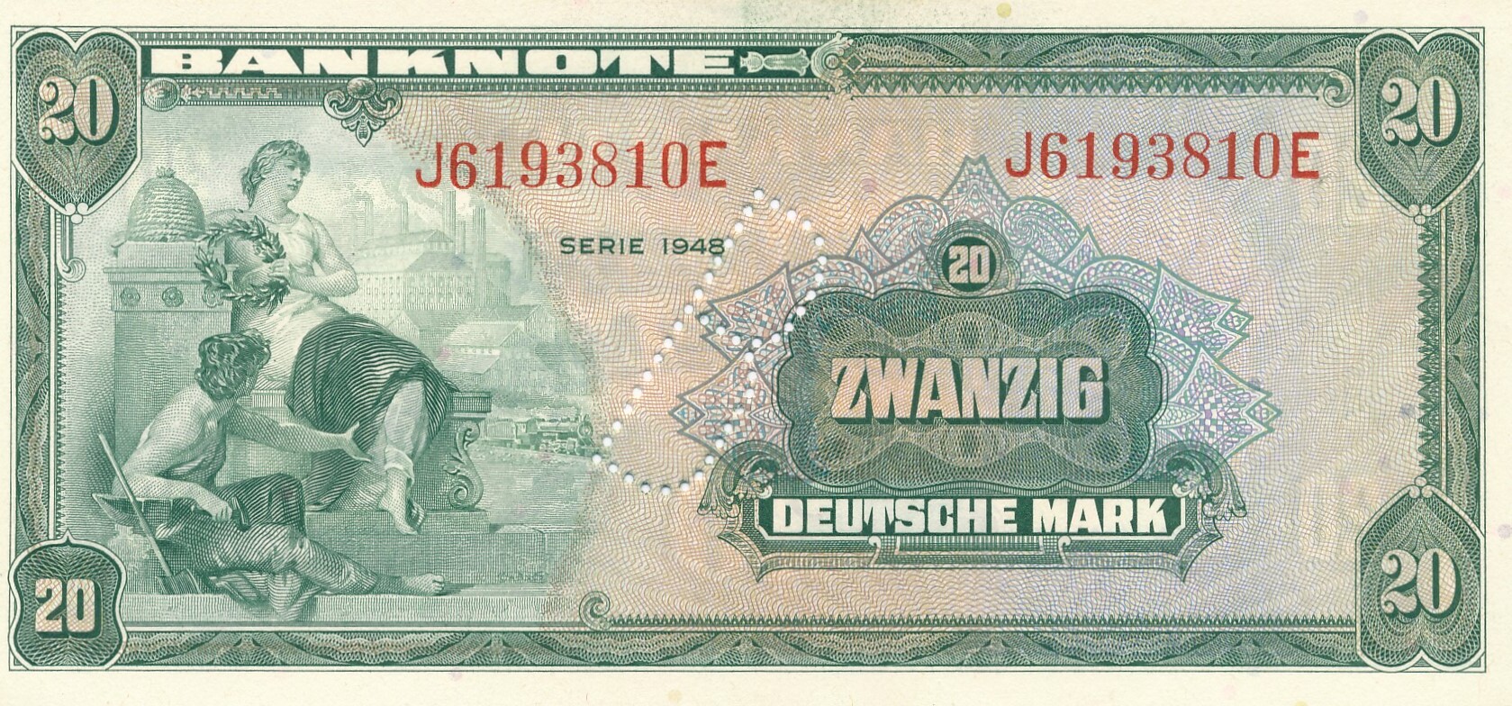 Deutschland BRD Bank Deutscher Länder 20 Deutsche Mark 1948 Mit B ...