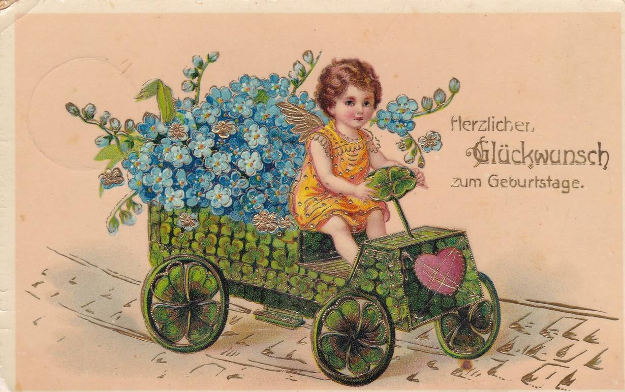 Präge Ansichtskarte "Herzlichen Glückwunsch zum Geburtstage" (191...