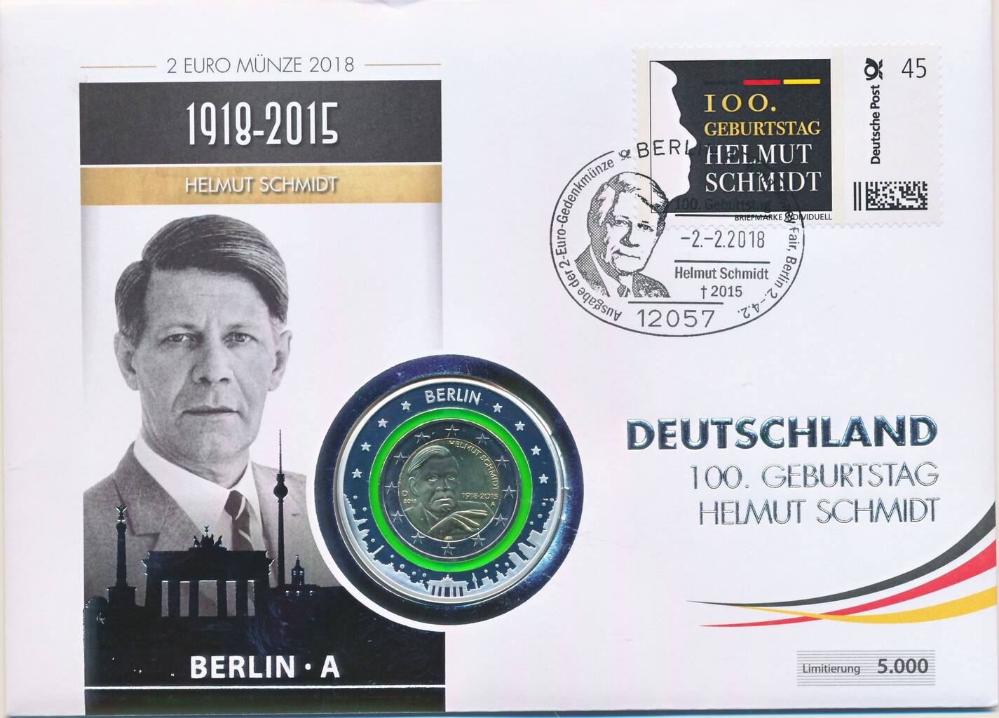 Deutschland BRD 2 Euro Polymer Ausgabe 2018 Numisbrief 100. Geburtstag Helmut Schmidt Deutschland BRD 2 Euro Polymer Ausgabe 2018 Numisbrief 100. Geburtstag Helmut Schmidt