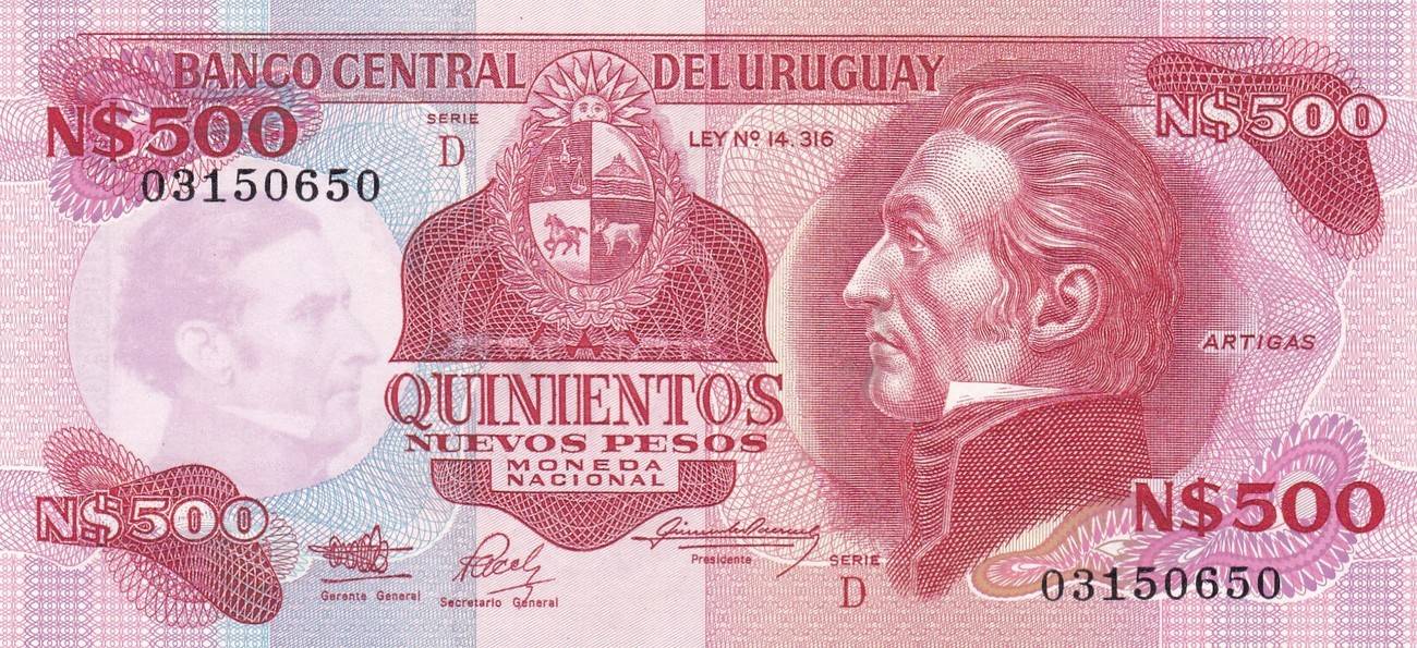 Uruguay P-64Ab 1000 Nuevos Pesos Year 1991-92 ND Uncirculated Banknote 