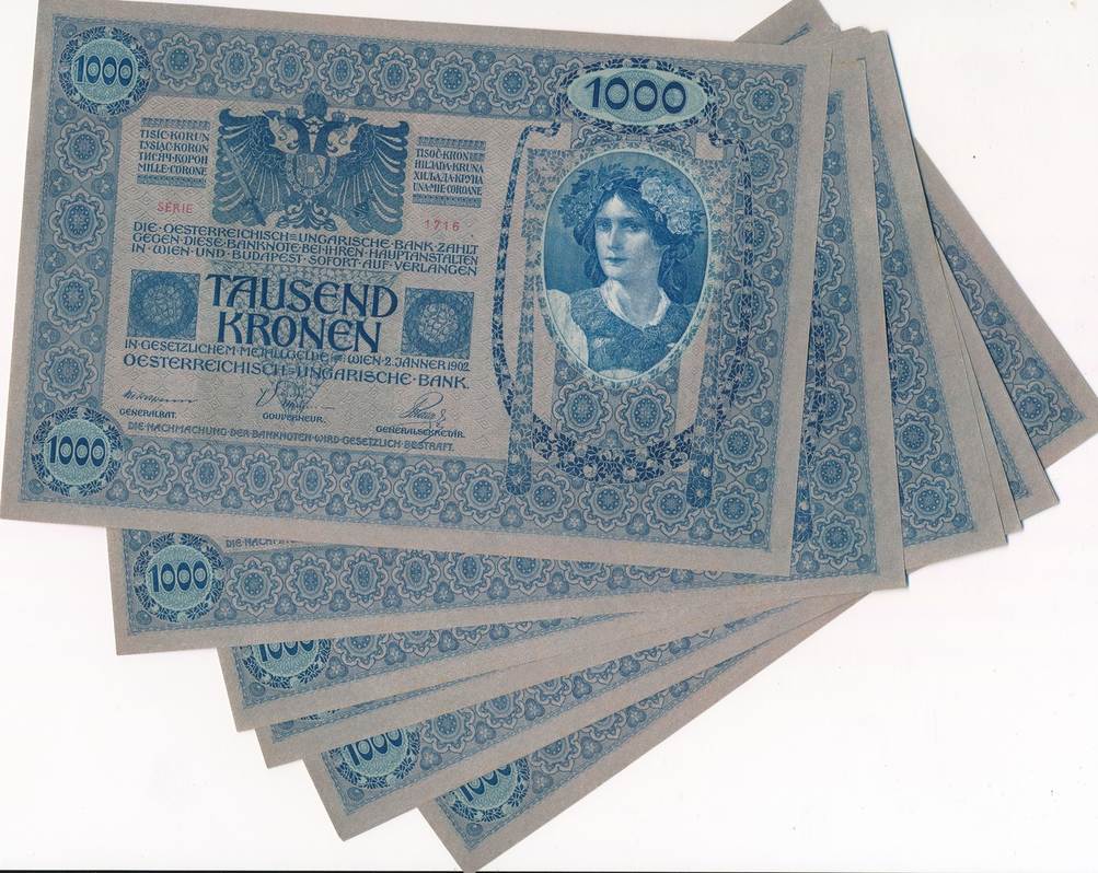 Tausend Kronen 1902 Lot 10 Banknoten Österreichische ...