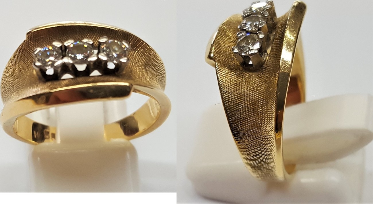 kvalitet Rejsende Opaque Goldring 585 er Gold Ring 14 Karat Gelbgold Brillant 0,24 Ct Brillantring  Antik | MA-Shops