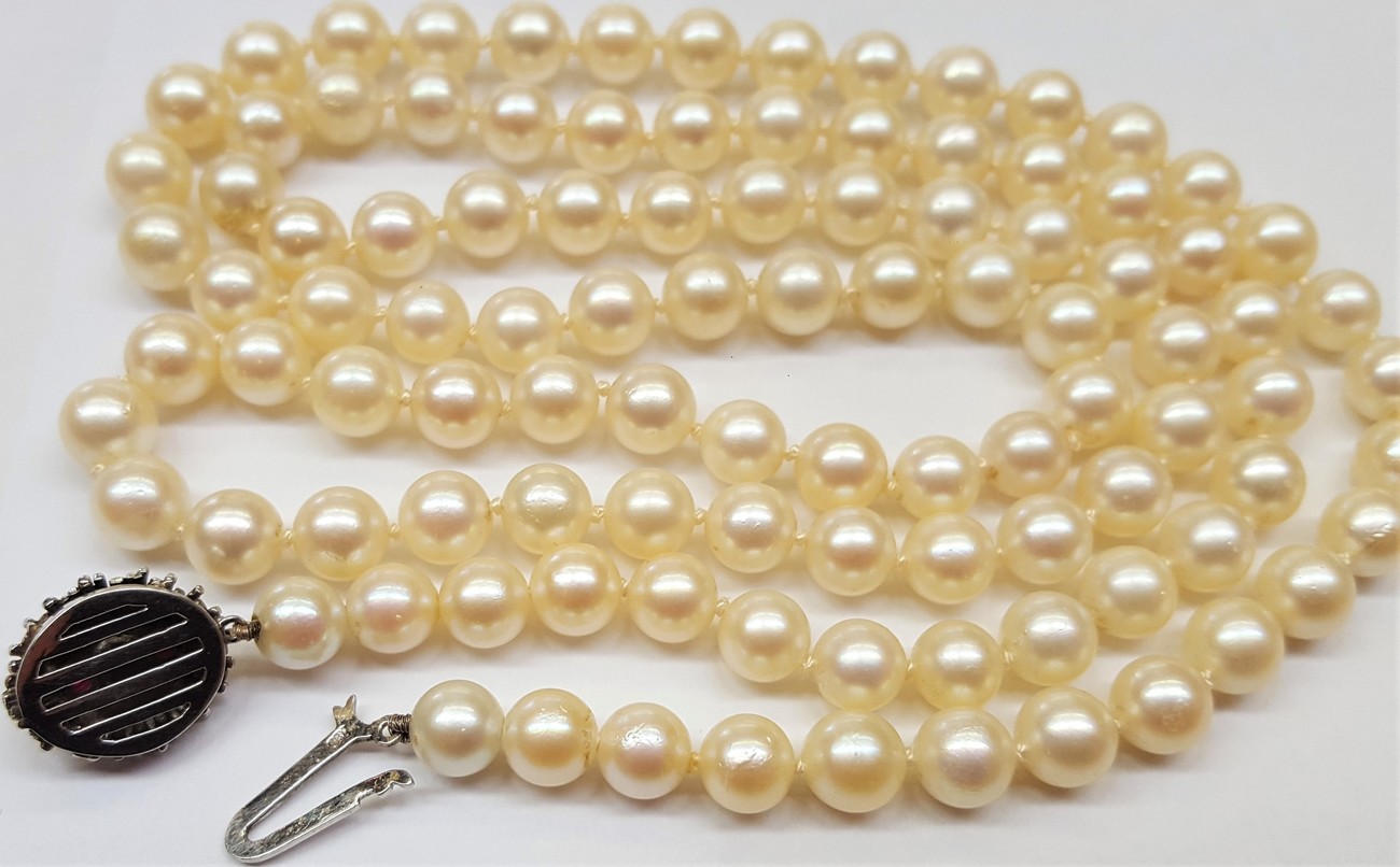 Akoya Perlencollier Perlenkette Perle 18 Karat Gold Schließe 750 Kette ...