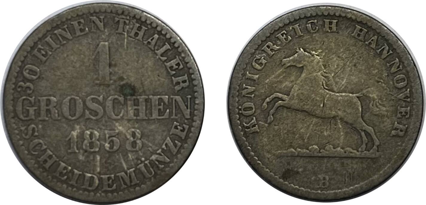 Altdeutschland/ Hannover 1 Groschen 1858 B Georg V. VF | MA-Shops