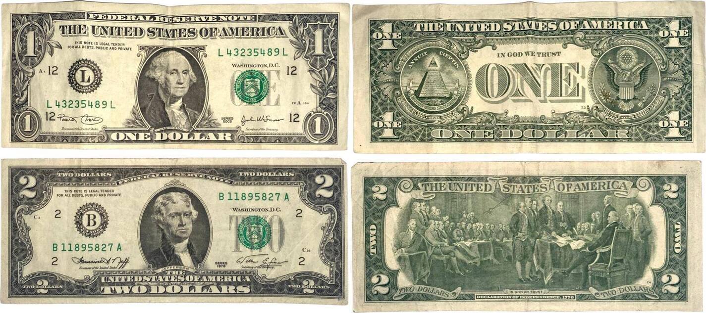 USA Vereinigte Staaten V Amerika 1 Dollar 2 Dollars 2003 1976 usa-vereinigte-staaten-v-amerika-1-dollar-2-dollars-2003-1976
