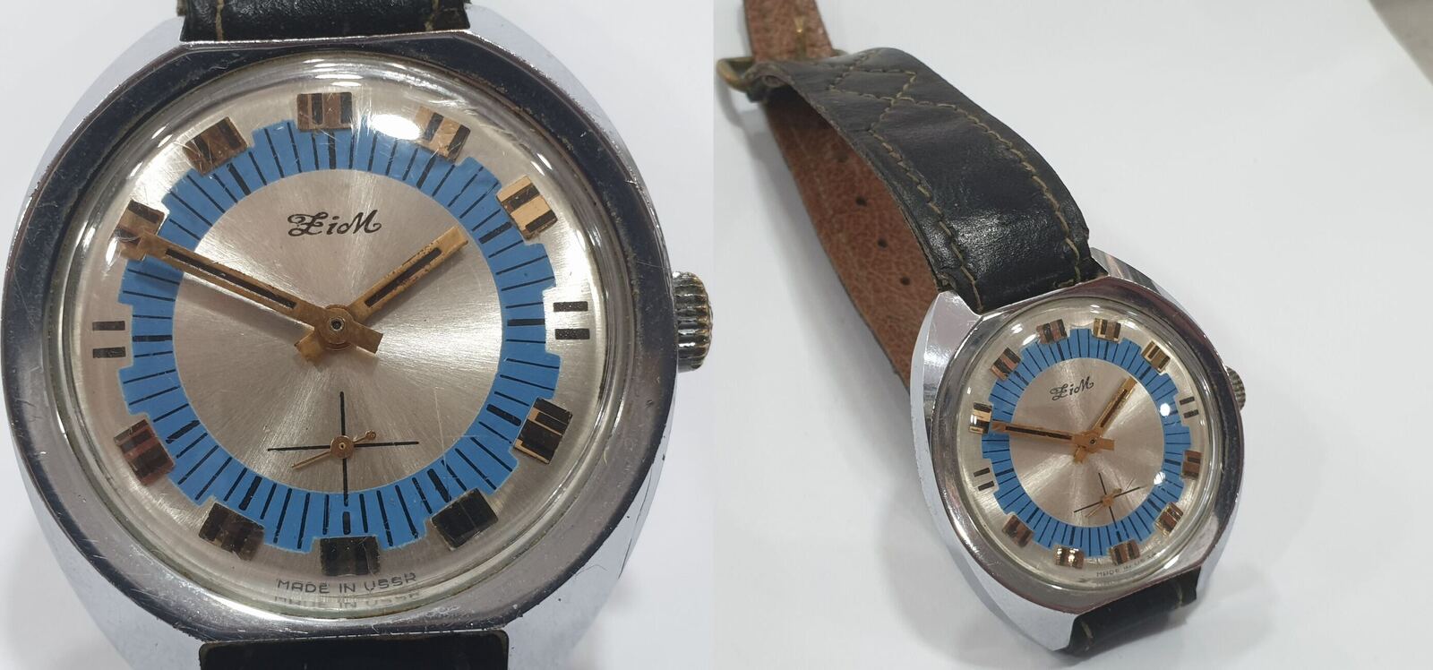 UDSSR, CCCP, Sowjetunion, Russland mechanische Armbanduhr vintage Russische  Herrenarmbanduhr, Uhr handaufzug, ZIOM Made in USSR mit normalen  Gebrauchsspuren Русские монеты из драгоценных