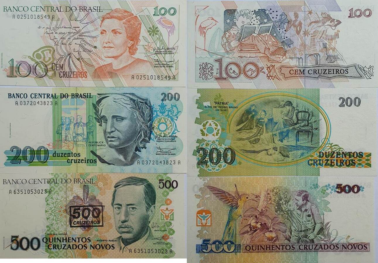 Brazil 500 Cruzados Banknote Brazilian Currency Note Paper Money