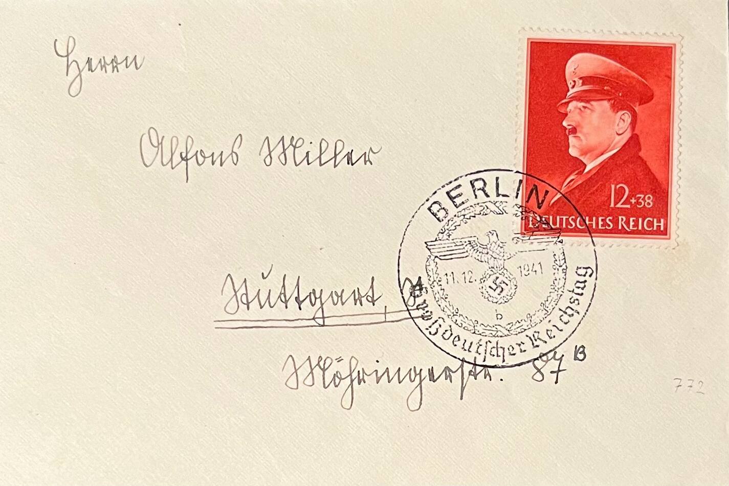 Drittes Reich, Deutschland Briefumschlag mit Briefmarke 1941 Berlin