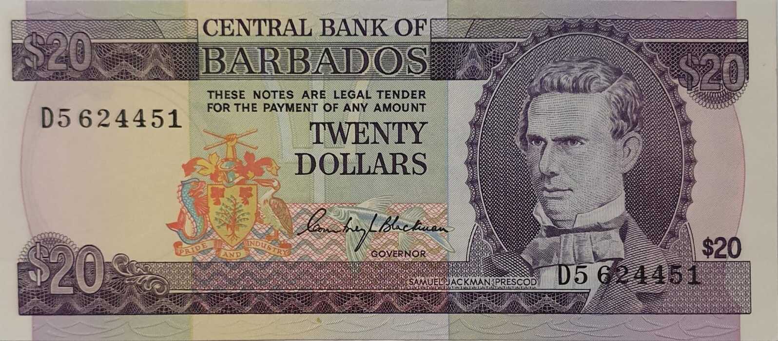 Barbados 20 Dollars 1973 Banknote I | MA-Shops