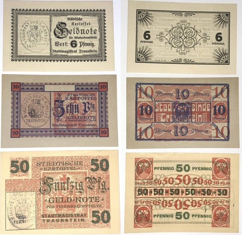 Deutschland Deutsches Reich 6, 10, 50 Pfenning um 1920 Notgeld ...