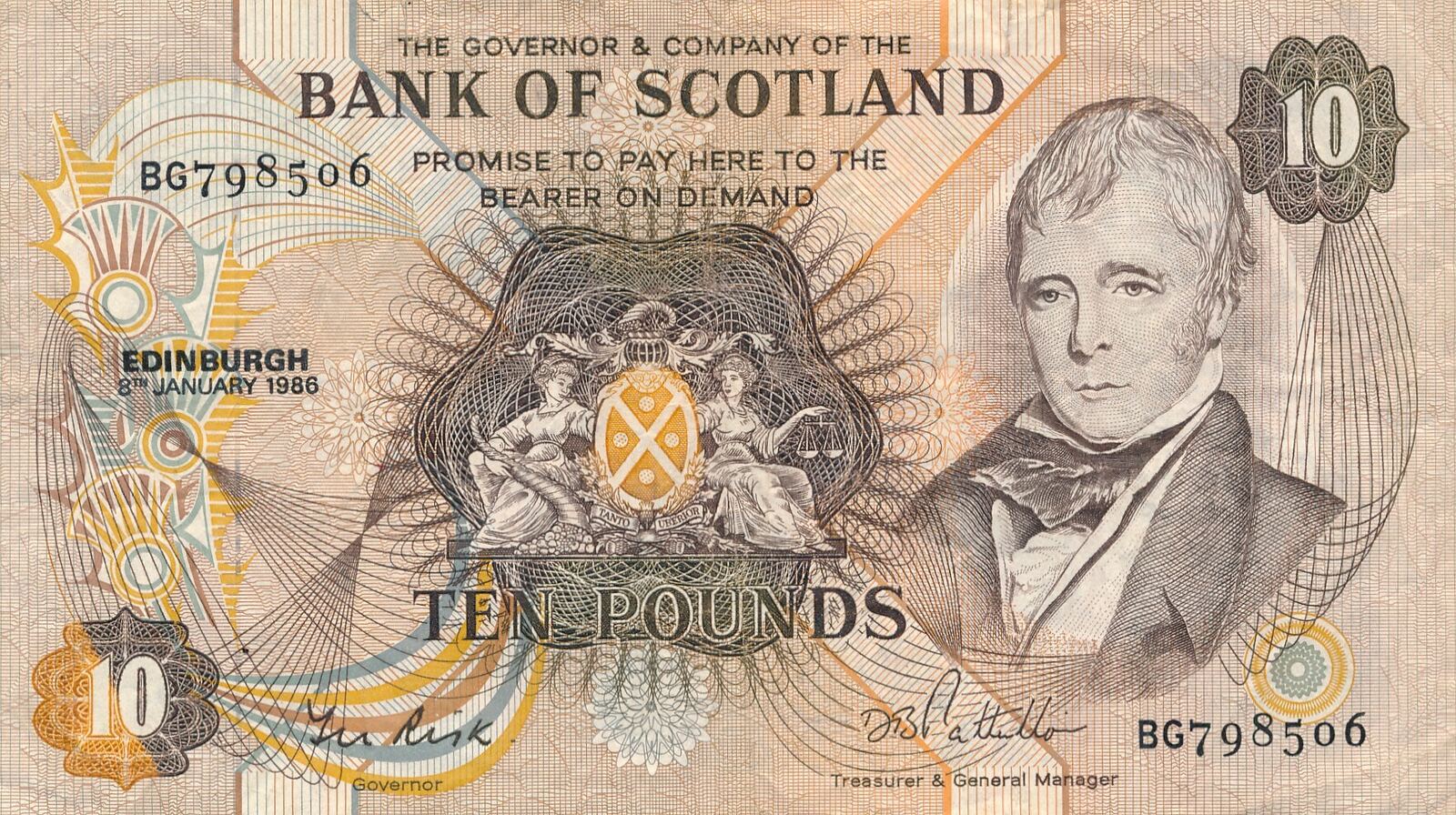 Schottland 10 Pounds 1986 Bank Of Scotland Iv Mit Rissen MA Shops schottland-10-pounds-1986-bank-of-scotland-iv-mit-rissen-ma-shops