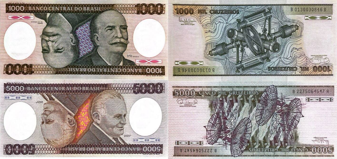 Brasilien 1000, 5000 Cruzeiros (1981-85) Banknote I | MA-Shops