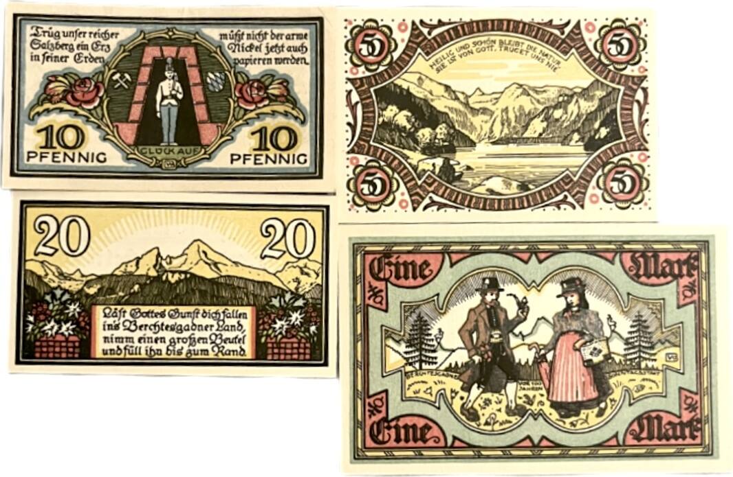 Deutschland, Deutsches Reich 1 Mark, 10, 20, 50 Pfennig 1920 4 x ...