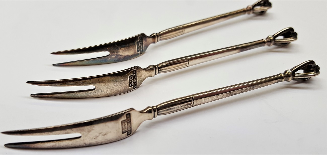 W&S Sorensen Sterling Denmark 3 Vorlegegabeln Besteck Dänemark