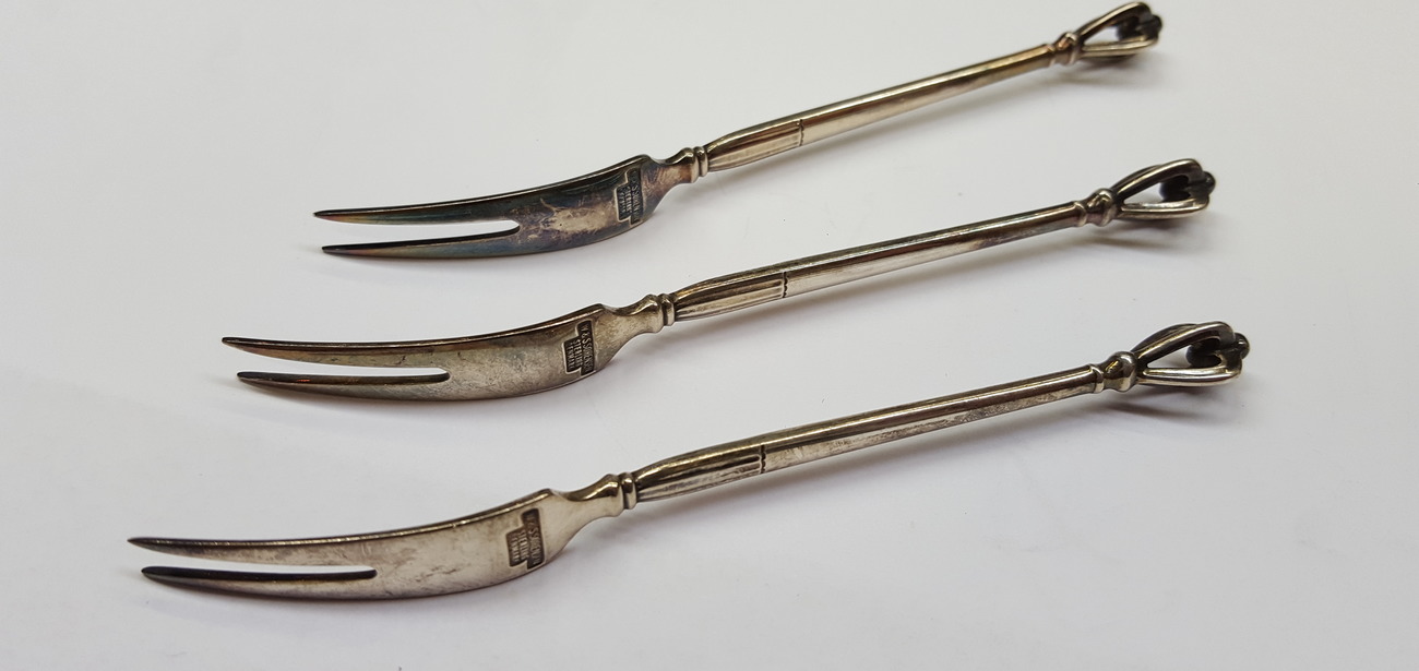 W&S Sorensen Sterling Denmark 3 Vorlegegabeln Besteck Dänemark