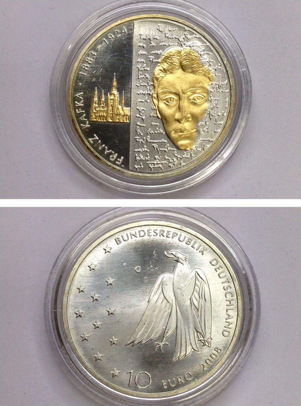 10 Euro BRD 925er Silber Franz Kafka Gold-Applikationen PP | MA-Shops