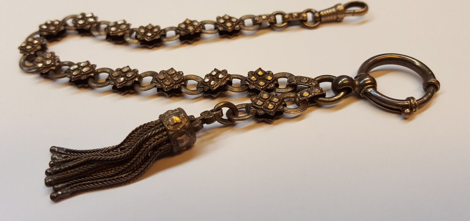 VALICLUD Silberne Taschenuhrkette - 50cm Versilberte Uhrenkette Robust