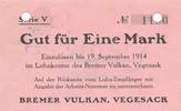 Vegesack Eine Mark Bremer Vulkan Lohnkontor -