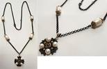 Schöne 925er Silber Kette Silberkette Collier Silbercollier geschwärzt Perlen -