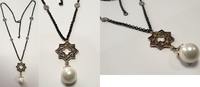 Schöne 925er Silber Kette Silberkette Collier Silbercollier geschwärzt Perlen -