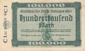 Solingen 100 Tausend Mark Notgeldschein Notgeld der Stadt -