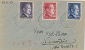 III. Reich Brief mit Hitlermarken 2-3-5 Reichsmark gestempelt, Mi.800/801/802 -