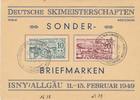 Postkarte Westzone, mit Sonder-Briefmarken Württemberg Deutsche Skimeisterschaft -