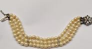 3 reihiges Perlenarmband 585 er Gold Verschluß 14 K Perle Armband mit Saphir -