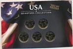 USA 5 x Quarter Dollar Quarters Collection Gold 999 Plated Denver D Mint eingeschweißt -