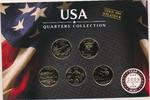 USA 5 x Quarter Dollar Quarters Collection Gold 999 Plated Philadelphia P Mint eingeschweißt -