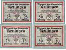 Rellingen 50 Pfenning Vier Notgeldscheine aus Rellingen -