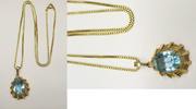 Kette + Anhänger mit blauem Stein Amrik Amerikaner Double Collier Vintage -