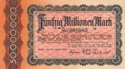 Trier 50 Millionen Mark Notgeldschein der Kommunalverbände die Stadt Trier und Provinz Birkenfeld -