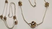 835er lange Silberkette bicolor mit Kugeln Silbercoller -