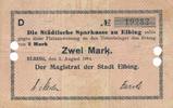Elbing 2 Mark Platzanweisung der Städtischen Sparkasse, Lochentwertet -