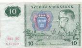 Schweden 10 Kroner 1981 Geldschein Banknote Tio Kronor II- 5.87 US$ Tax included +  11.73 US$ shipping