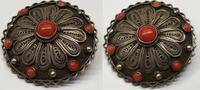 Antike Silber Brosche 835er Silber Silberbrosche Koralle -