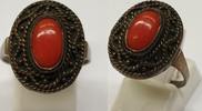 Antiker Ring 835er Silber Silberring Koralle Korallenring -