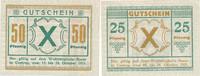 Castrop Gutschein für den Wohltätigkeits-Bazar 25 und 50 Pfennig -