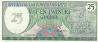 Surinam 25 Gulden Geldschein Banknote Suriname Vijf en Twintig Gulden -