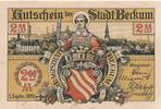 Deutschland 2 Mark Notgeldschein Notgeld Stadt Berkum Gutschein -